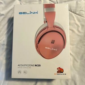 NIB BeLink Acousticzone NC25 Bluetooth Headphones- Rose Gold